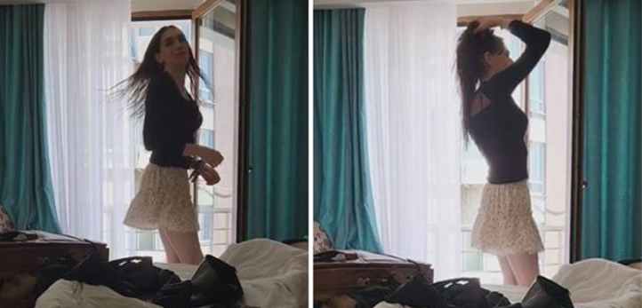 Cinsiyet değiştiren oyuncu Meli Bendeli, mini eteğiyle dans etti